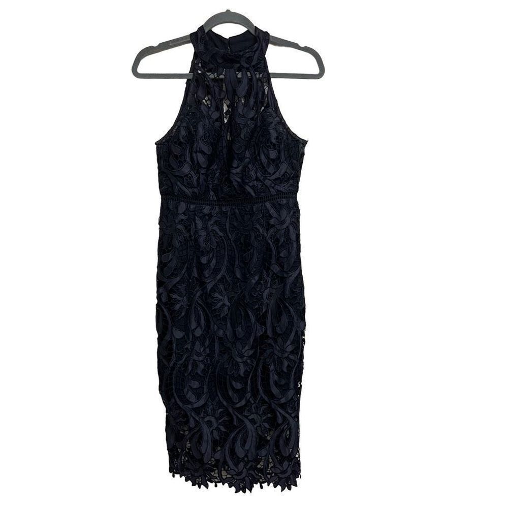 Bardot Isa Halter Dress Navy Blue Midi Dress Size 6